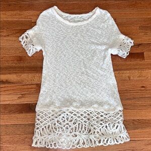 Anthropologie Saturday Sunday Off White Lace Trim Tunic Blouse Women’s Medium
